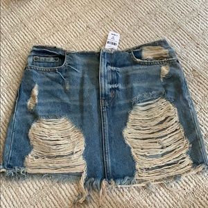 LF Ripped Jean Skirt. NWT.